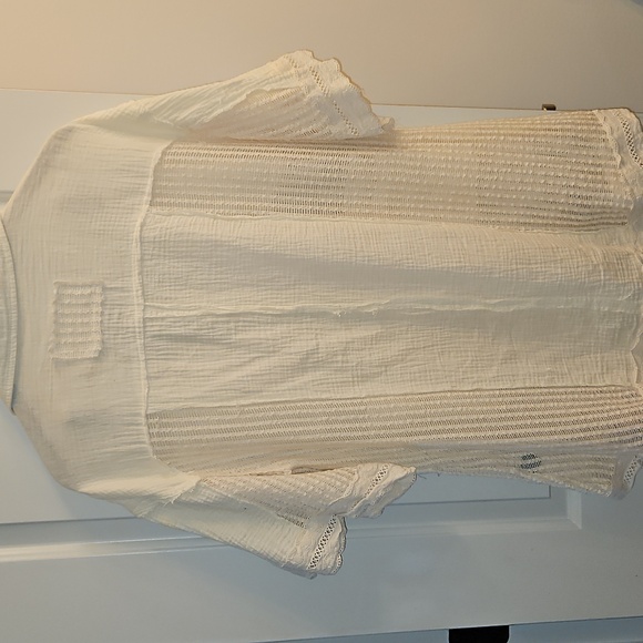 POL Rare Cream Patchwork Textured Oversized Shacket / Top, S, Boho, Ethereal - Picture 4 of 9